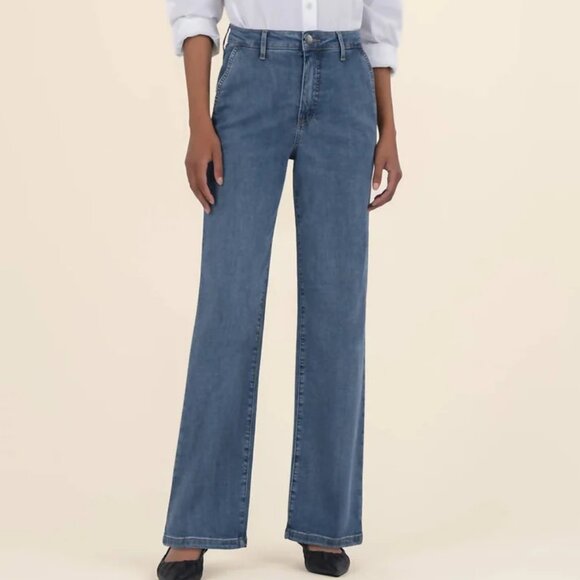 NEW NWT! KUT FROM THE KLOTH CHARLOTTE HIGH RISE STRAIGHT LEG TROUSER JEANS sz 12 - Picture 1 of 8